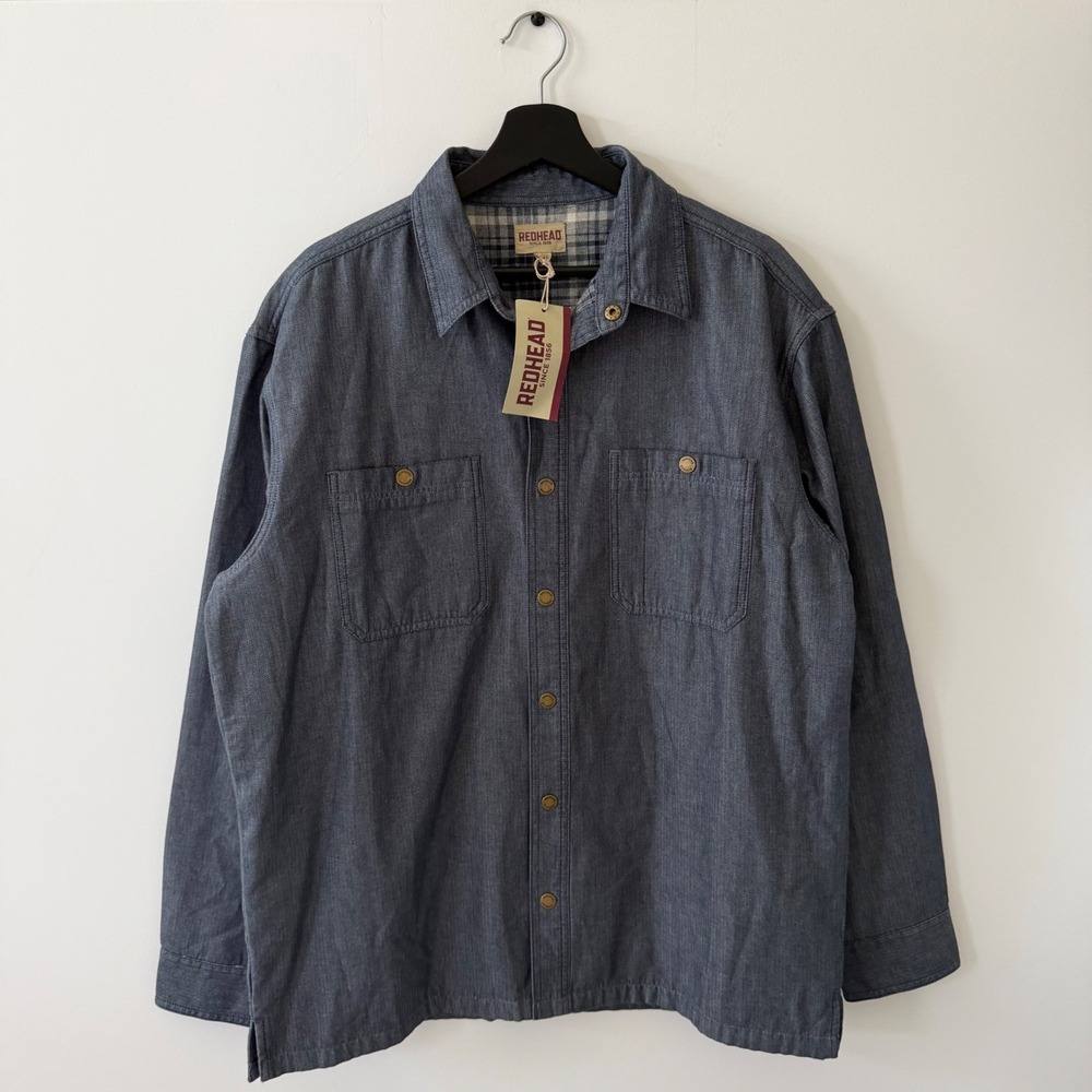 Redhead Flannel Lined Twill Shirt Jacket Mens L Dark Navy Blue NWT